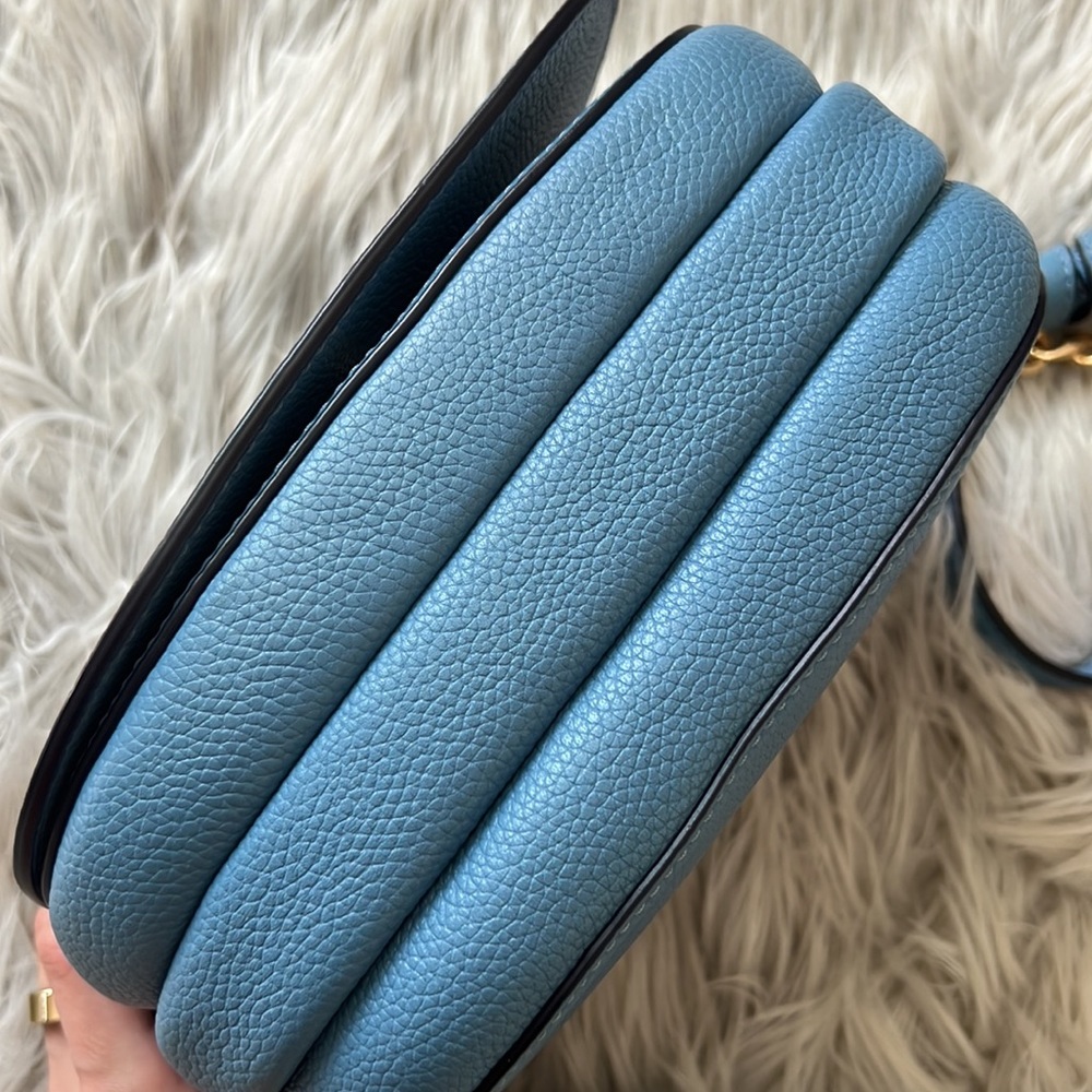 Tory Burch Blue Everly Leather Flap Saddle Bag - Picture 7 of 14